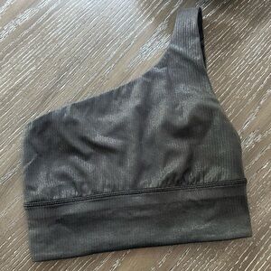 Lulu black metallic one shoulder bra.